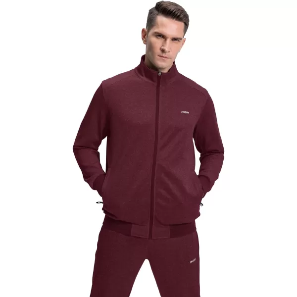 MAGNIVIT Mens Tracksuit Set Full Zip Long Sleeve Jogging Running Sweatsuits1 Wine Red