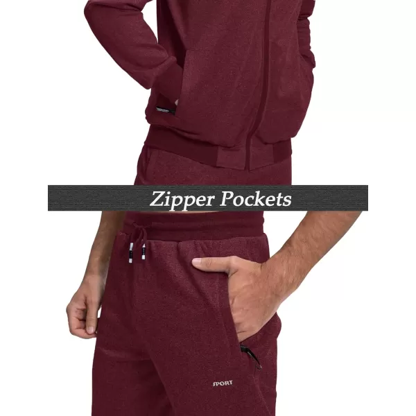 MAGNIVIT Mens Tracksuit Set Full Zip Long Sleeve Jogging Running Sweatsuits1 Wine Red