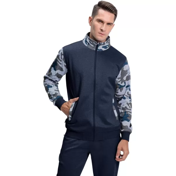 MAGNIVIT Mens Tracksuit Set Full Zip Long Sleeve Jogging Running Sweatsuits2 Blue