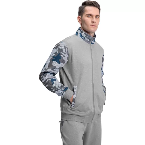 MAGNIVIT Mens Tracksuit Set Full Zip Long Sleeve Jogging Running Sweatsuits2 Grey