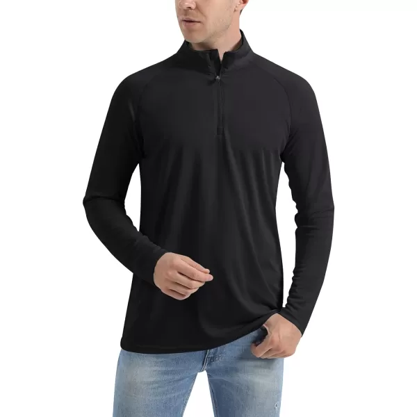 MAGNIVIT Mens UPF 50 Shirts with 14 Zip Long Sleeve Sun Protection Shirts Lightweight Quick Dry Rash Guard Running ShirtBlack