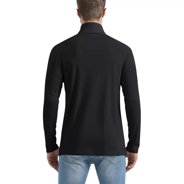 MAGNIVIT Mens UPF 50 Shirts with 14 Zip Long Sleeve Sun Protection Shirts Lightweight Quick Dry Rash Guard Running ShirtBlack