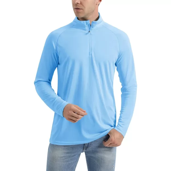 MAGNIVIT Mens UPF 50 Shirts with 14 Zip Long Sleeve Sun Protection Shirts Lightweight Quick Dry Rash Guard Running ShirtLake Blue