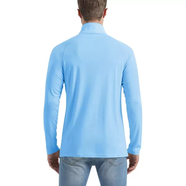 MAGNIVIT Mens UPF 50 Shirts with 14 Zip Long Sleeve Sun Protection Shirts Lightweight Quick Dry Rash Guard Running ShirtLight Blue