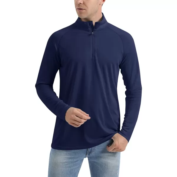 MAGNIVIT Mens UPF 50 Shirts with 14 Zip Long Sleeve Sun Protection Shirts Lightweight Quick Dry Rash Guard Running ShirtNavy Blue