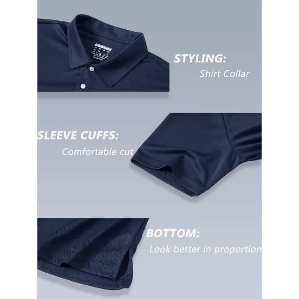 MAGNIVIT Polo Shirts for Men Short Sleeve Quick Dry Golf T Shirts Moisture Wicking Work Workout Athletic Polos with 3ButtonNavy Blue