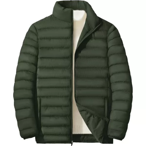 MAGINVIT Mens Puffer Jackets Lightweight Warm Windproof Coat WaterRepellent Windbreaker Quilted Jacket Winter Fall SpringArmy Green