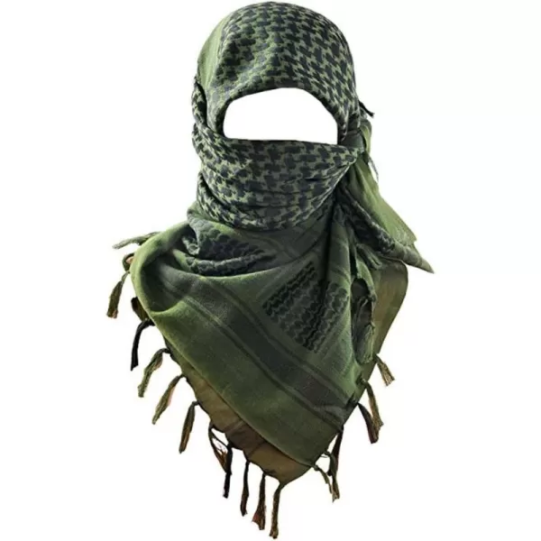 MAGNIVIT Cotton Keffiyeh Tactical Desert Scarf Wrap Shemagh Head Neck Arab ScarfArmy Green