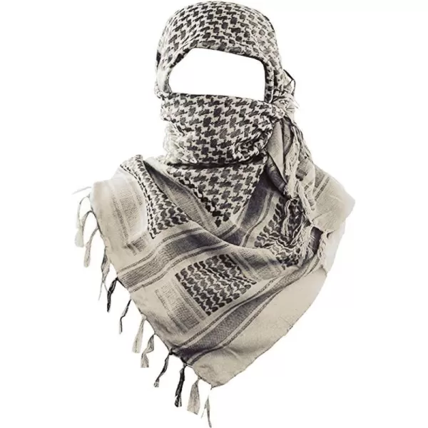 MAGNIVIT Cotton Keffiyeh Tactical Desert Scarf Wrap Shemagh Head Neck Arab ScarfBeige