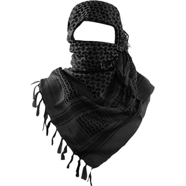 MAGNIVIT Cotton Keffiyeh Tactical Desert Scarf Wrap Shemagh Head Neck Arab ScarfBlack