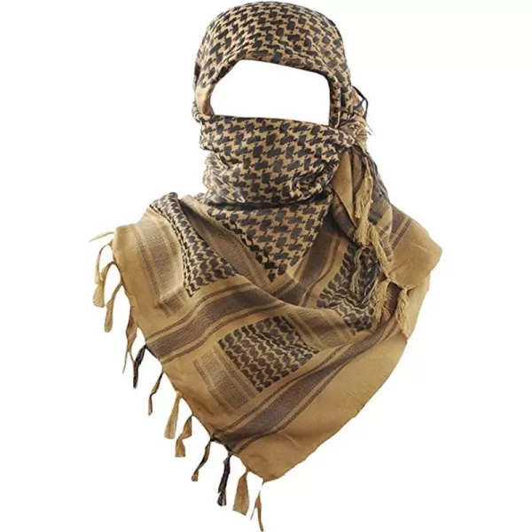 MAGNIVIT Cotton Keffiyeh Tactical Desert Scarf Wrap Shemagh Head Neck Arab ScarfCoyote Brown