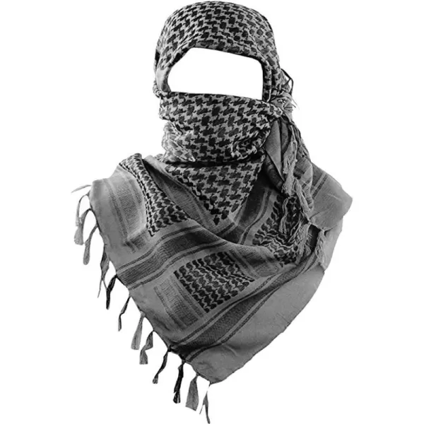 MAGNIVIT Cotton Keffiyeh Tactical Desert Scarf Wrap Shemagh Head Neck Arab ScarfGrey