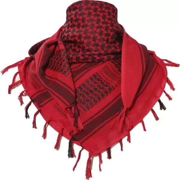 MAGNIVIT Cotton Keffiyeh Tactical Desert Scarf Wrap Shemagh Head Neck Arab ScarfRed