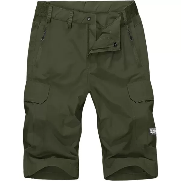 MAGNIVIT Mens Cargo Shorts with 5 Pockets 34 Below Knee Hiking Mountain Bike ShortsArmy Green