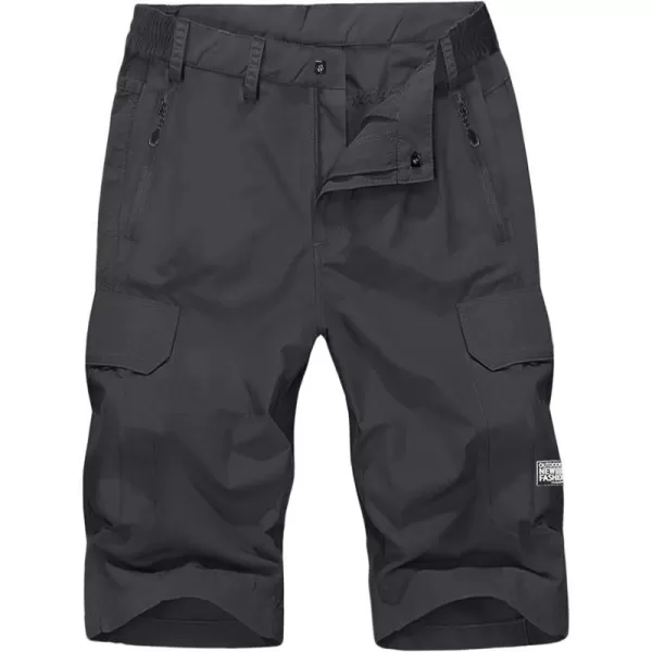 MAGNIVIT Mens Cargo Shorts with 5 Pockets 34 Below Knee Hiking Mountain Bike ShortsDark Grey