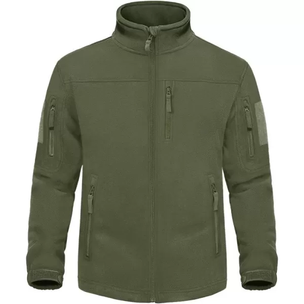 MAGNIVIT Mens Full Zip Tactical Fleece Jacket Fall Winter Windproof Soft Polar Coats with 5 Zip PocketsArmy Green