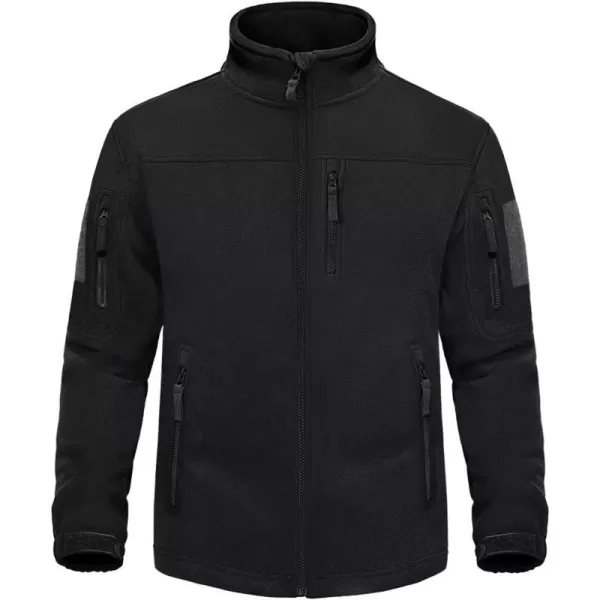 MAGNIVIT Mens Full Zip Tactical Fleece Jacket Fall Winter Windproof Soft Polar Coats with 5 Zip PocketsBlack