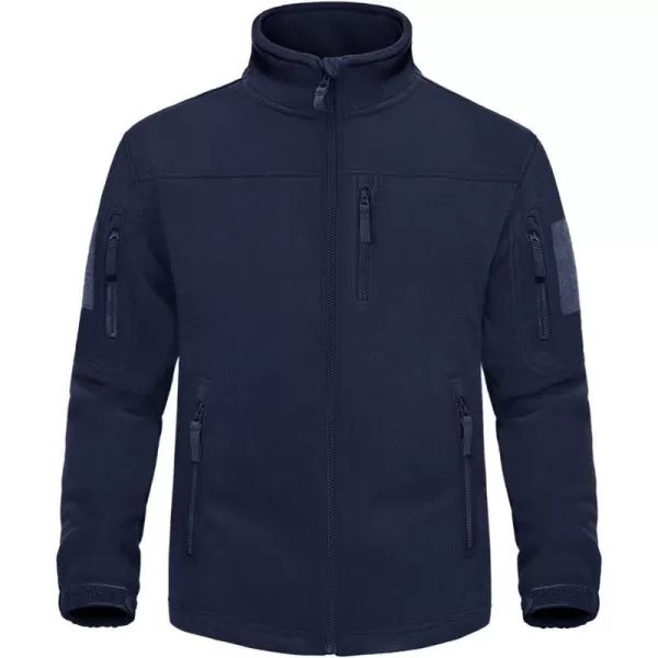 MAGNIVIT Mens Full Zip Tactical Fleece Jacket Fall Winter Windproof Soft Polar Coats with 5 Zip PocketsNavy Blue