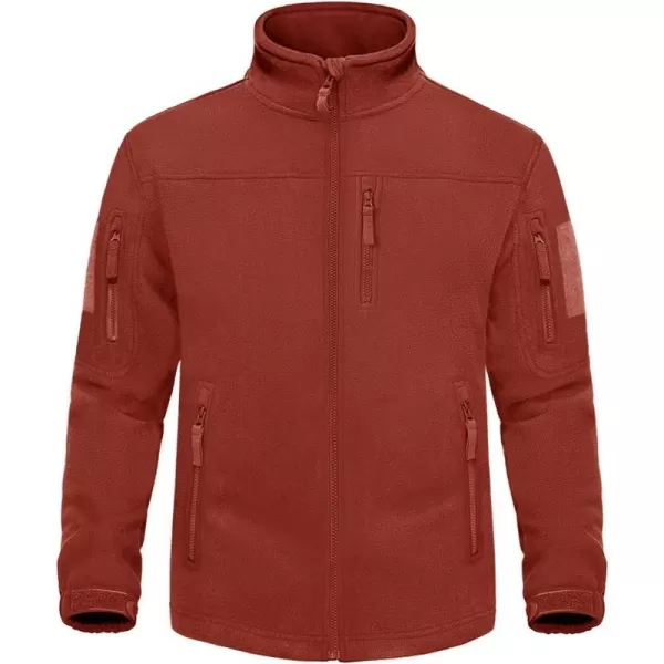 MAGNIVIT Mens Full Zip Tactical Fleece Jacket Fall Winter Windproof Soft Polar Coats with 5 Zip PocketsRed