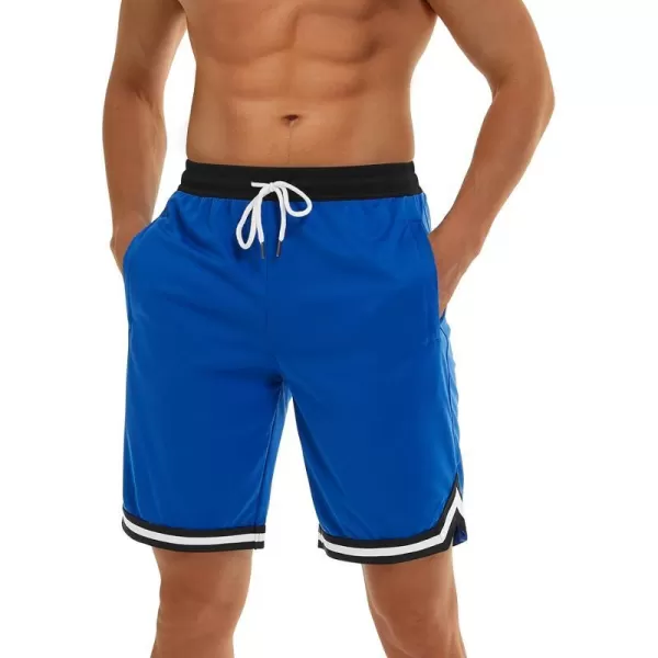 MAGNIVIT Mens Mesh Basketball Shorts Athletic Gym Workout Running Short with Zipper PocketsBlue