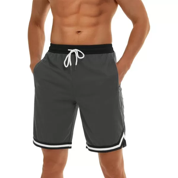 MAGNIVIT Mens Mesh Basketball Shorts Athletic Gym Workout Running Short with Zipper PocketsGrey