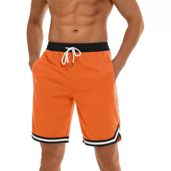 MAGNIVIT Mens Mesh Basketball Shorts Athletic Gym Workout Running Short with Zipper PocketsOrange