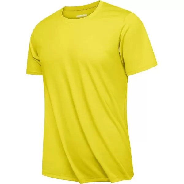 MAGNIVIT Mens Quick Dry UPF 50 TShirt Short Sleeve Athletic Shirts Moisture Wicking Running Workout TeeYellow