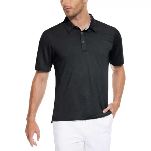 MAGNIVIT Mens Short Sleeve Polo Shirts Lightweight Golf Polo Shirt Moisture Wicking Casual Quick Dry Tennis Fishing T ShirtBlack