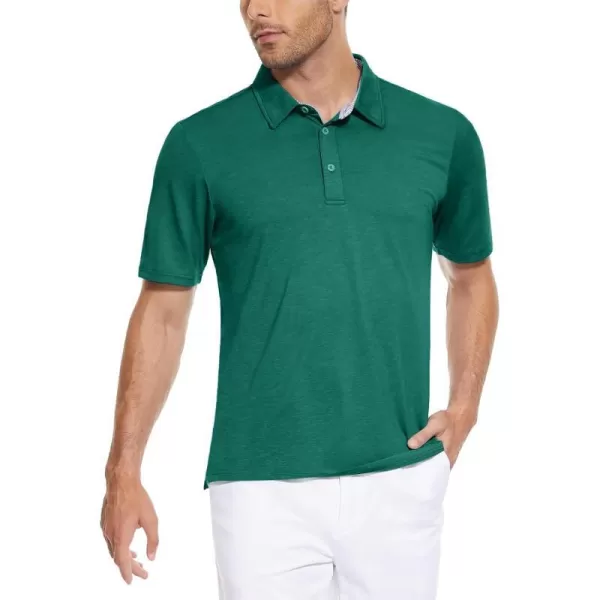 MAGNIVIT Mens Short Sleeve Polo Shirts Lightweight Golf Polo Shirt Moisture Wicking Casual Quick Dry Tennis Fishing T ShirtEmerald Green