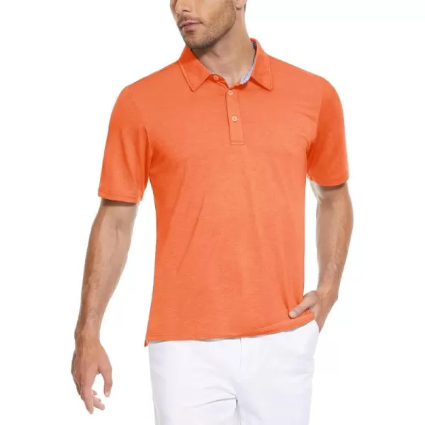 MAGNIVIT Mens Short Sleeve Polo Shirts Lightweight Golf Polo Shirt Moisture Wicking Casual Quick Dry Tennis Fishing T ShirtOrange