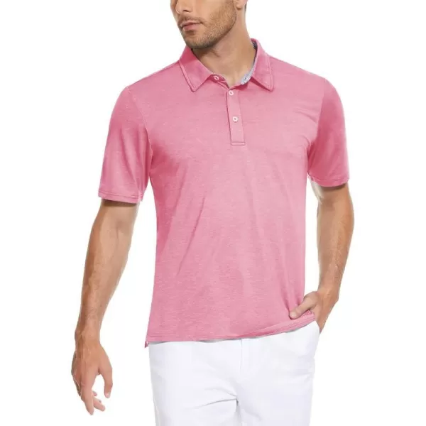 MAGNIVIT Mens Short Sleeve Polo Shirts Lightweight Golf Polo Shirt Moisture Wicking Casual Quick Dry Tennis Fishing T ShirtPink