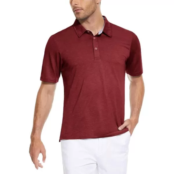 MAGNIVIT Mens Short Sleeve Polo Shirts Lightweight Golf Polo Shirt Moisture Wicking Casual Quick Dry Tennis Fishing T ShirtWine Red