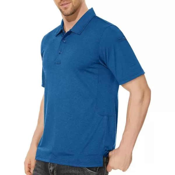 MAGNIVIT Mens Short Sleeve Polo Shirts with 3 Buttons Lightweight Golf Polo Shirt Casual Pique Quick Dry Tennis T ShirtBlue