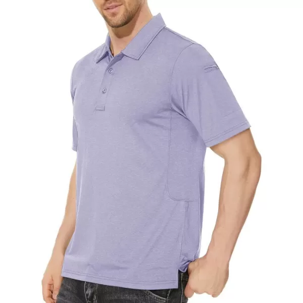 MAGNIVIT Mens Short Sleeve Polo Shirts with 3 Buttons Lightweight Golf Polo Shirt Casual Pique Quick Dry Tennis T ShirtLight Purple