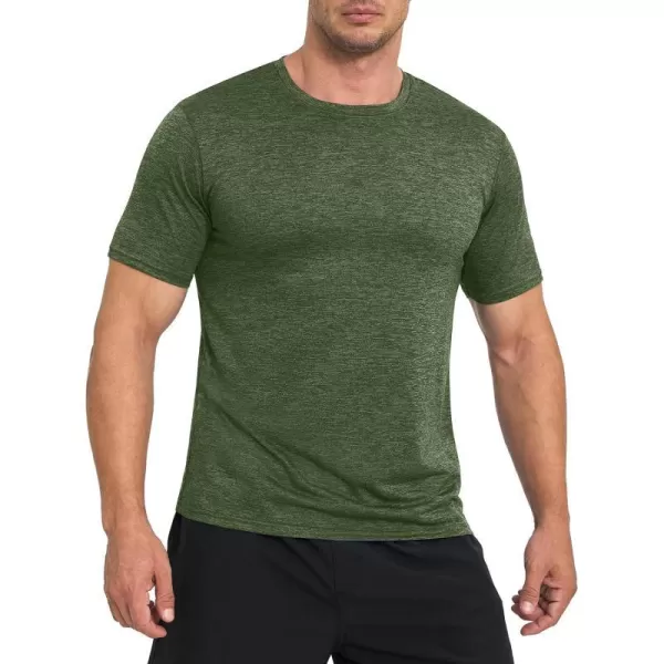 MAGNIVIT Mens Short Sleeve TShirt Quick Dry Sun Protection Shirts Lightweight Breathable Athletic Workout TeeArmy Green