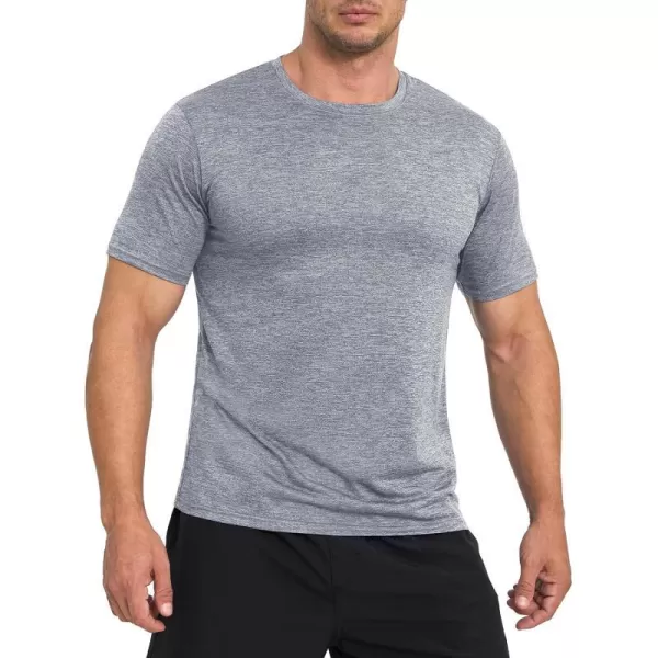 MAGNIVIT Mens Short Sleeve TShirt Quick Dry Sun Protection Shirts Lightweight Breathable Athletic Workout TeeLight Grey