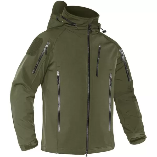 MAGNIVIT Mens Tactical Jacket 8 Pockets Winter Water Resistant Softshell Hiking Military Coats JacketsArmy Green