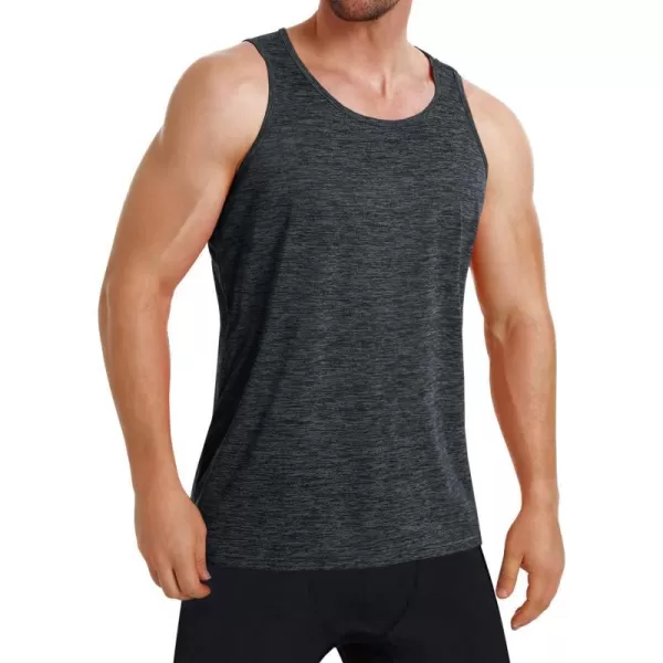 MAGNIVIT Mens Tank Top Performance Sleeveless Gym Workout Boxing Shirts Quick Dry Bodybuilding Crewneck Plain Muscle TeeBlack