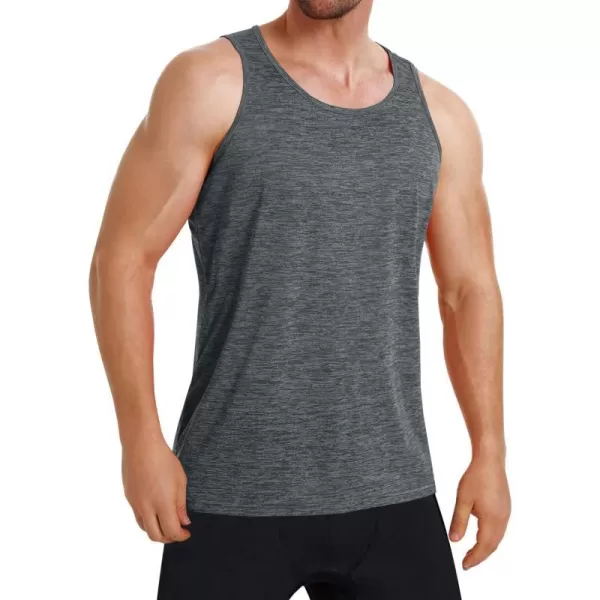 MAGNIVIT Mens Tank Top Performance Sleeveless Gym Workout Boxing Shirts Quick Dry Bodybuilding Crewneck Plain Muscle TeeDark Grey