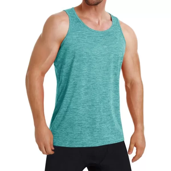 MAGNIVIT Mens Tank Top Performance Sleeveless Gym Workout Boxing Shirts Quick Dry Bodybuilding Crewneck Plain Muscle TeeLight Green