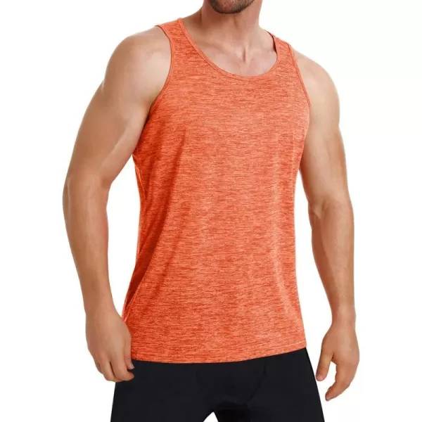 MAGNIVIT Mens Tank Top Performance Sleeveless Gym Workout Boxing Shirts Quick Dry Bodybuilding Crewneck Plain Muscle TeeOrange