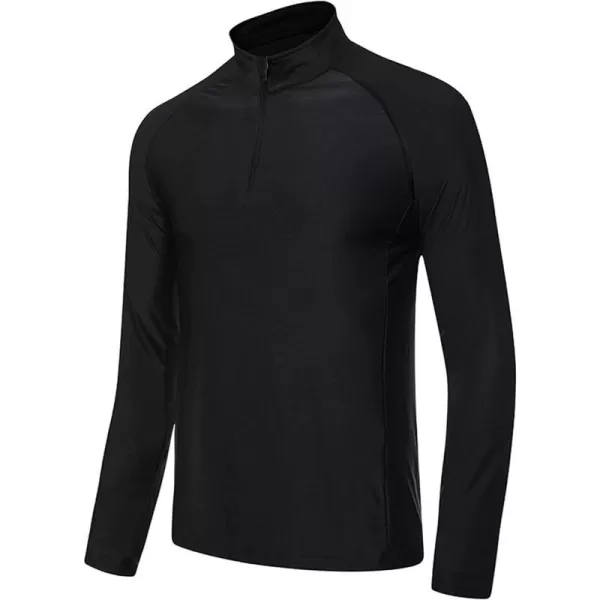 MAGNIVIT Mens UPF 50 Shirts with 14 Zip Long Sleeve Sun Protection Shirts Lightweight Quick Dry Rash Guard Running ShirtBlack