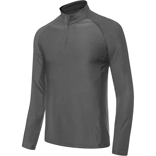 MAGNIVIT Mens UPF 50 Shirts with 14 Zip Long Sleeve Sun Protection Shirts Lightweight Quick Dry Rash Guard Running ShirtDark Grey