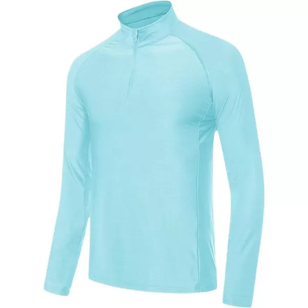 MAGNIVIT Mens UPF 50 Shirts with 14 Zip Long Sleeve Sun Protection Shirts Lightweight Quick Dry Rash Guard Running ShirtLake Blue