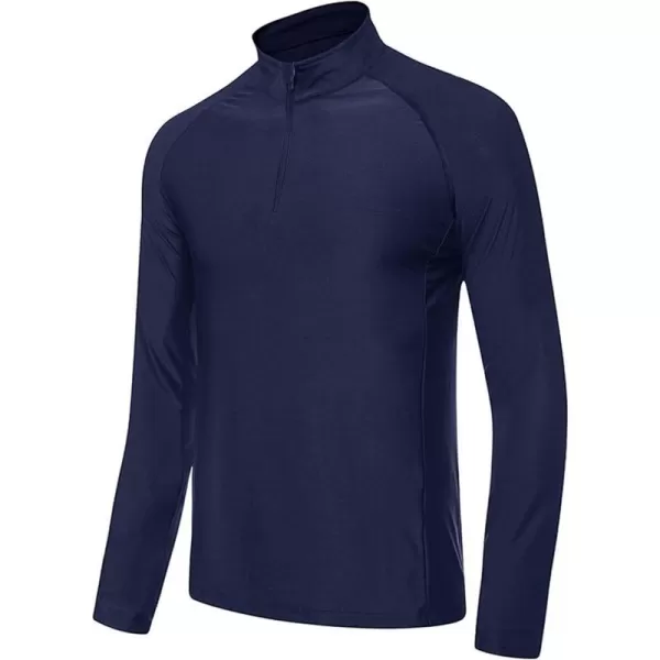 MAGNIVIT Mens UPF 50 Shirts with 14 Zip Long Sleeve Sun Protection Shirts Lightweight Quick Dry Rash Guard Running ShirtNavy Blue