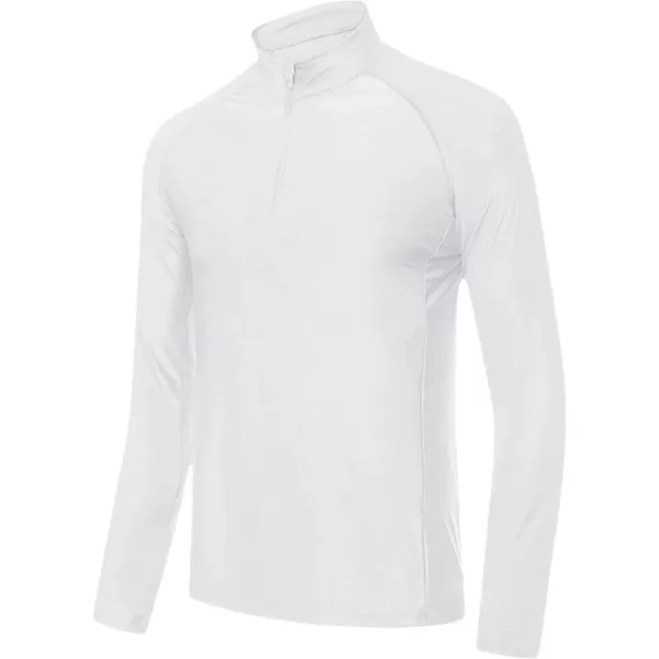 MAGNIVIT Mens UPF 50 Shirts with 14 Zip Long Sleeve Sun Protection Shirts Lightweight Quick Dry Rash Guard Running ShirtWhite