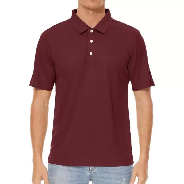 MAGNIVIT Polo Shirts for Men Short Sleeve Quick Dry Golf T Shirts Moisture Wicking Work Workout Athletic Polos with 3ButtonWine Red