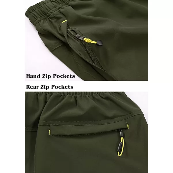 MAGNIVIT Mens 34 Hiking Shorts Below Knee Quick Dry Outdoor Work Cargo Shorts with Zipper PocketsArmy Green