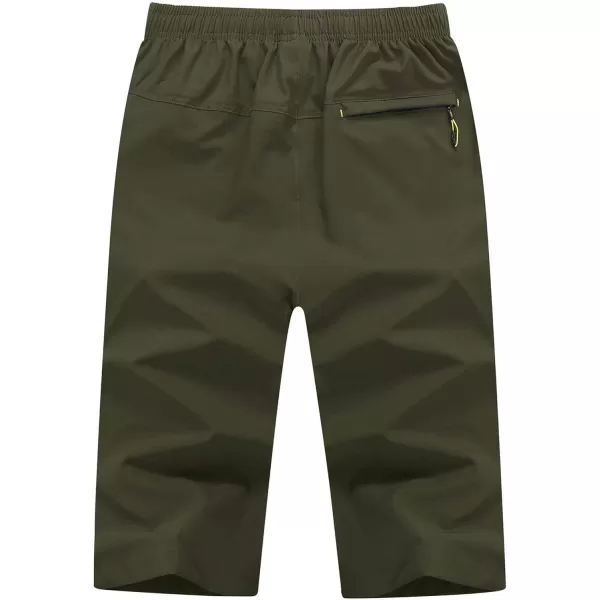 MAGNIVIT Mens 34 Hiking Shorts Below Knee Quick Dry Outdoor Work Cargo Shorts with Zipper PocketsArmy Green