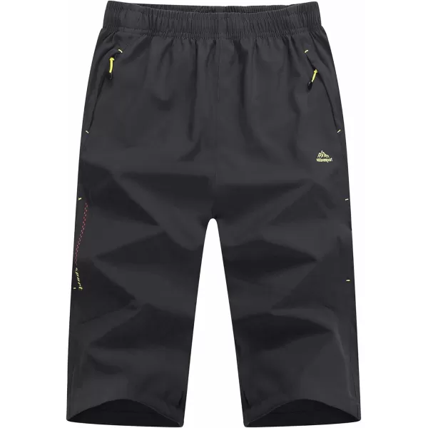 MAGNIVIT Mens 34 Hiking Shorts Below Knee Quick Dry Outdoor Work Cargo Shorts with Zipper PocketsDark Grey
